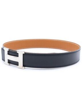Hermes Constance Belt Brown Black Box Calf Silver 65